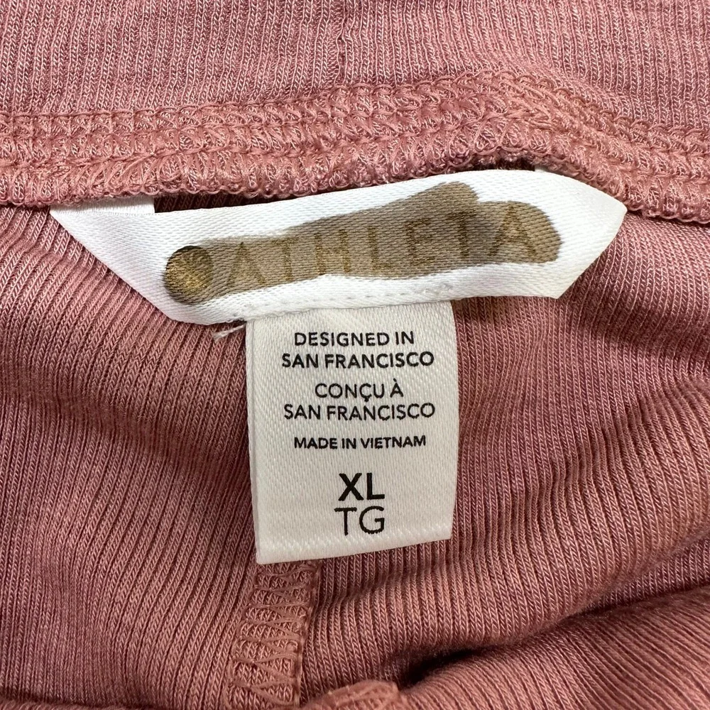 Athleta Well Rested Rib Sleep Short XL Mauve Pink Ribbed Knit Lounge Pajamas NEW